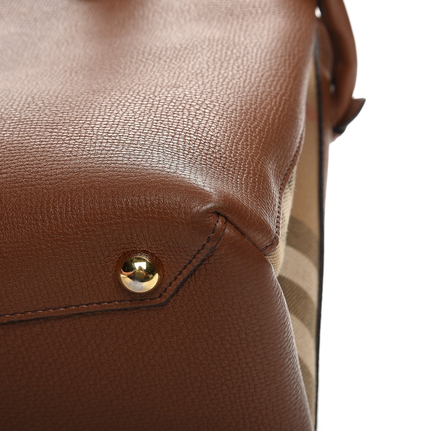 Grainy Calfskin House Check Medium Banner Tote Tan