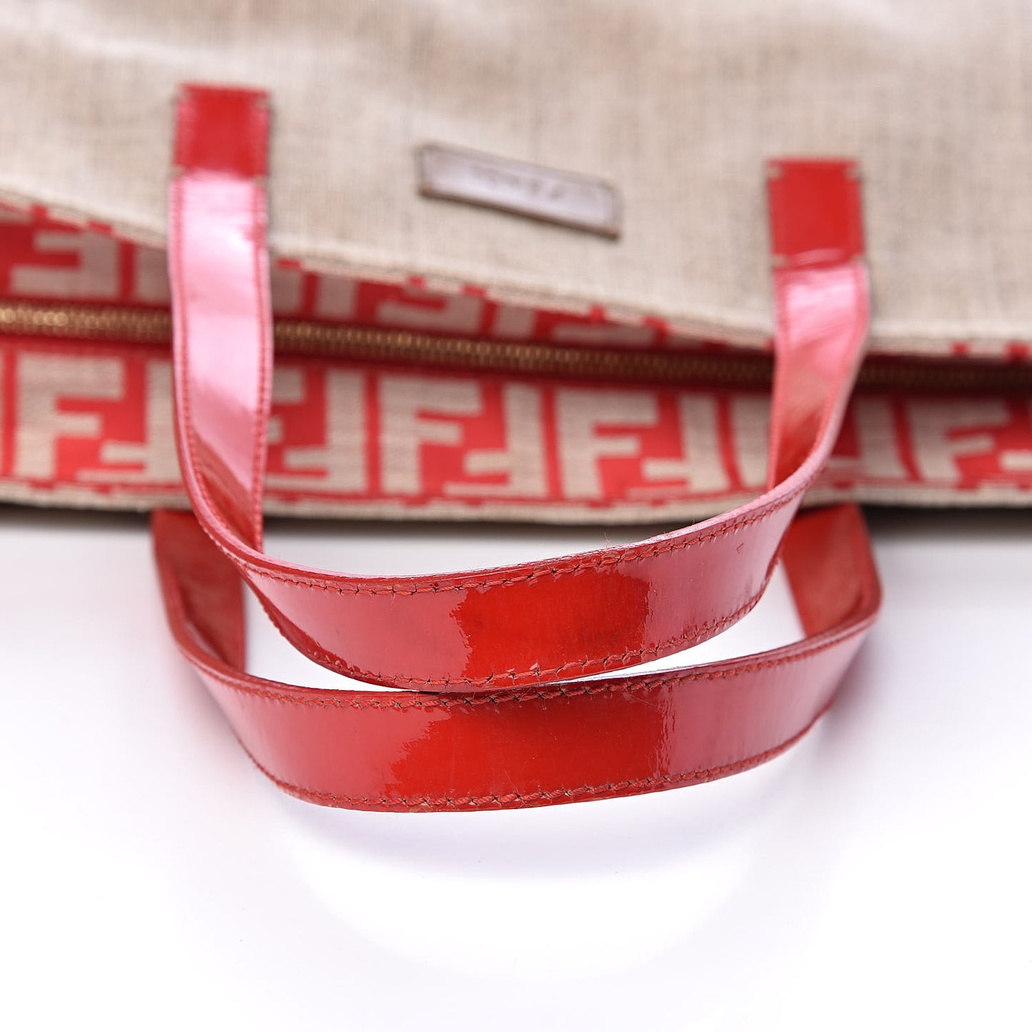 Linen Patent FF Shopping Tote Fragola
