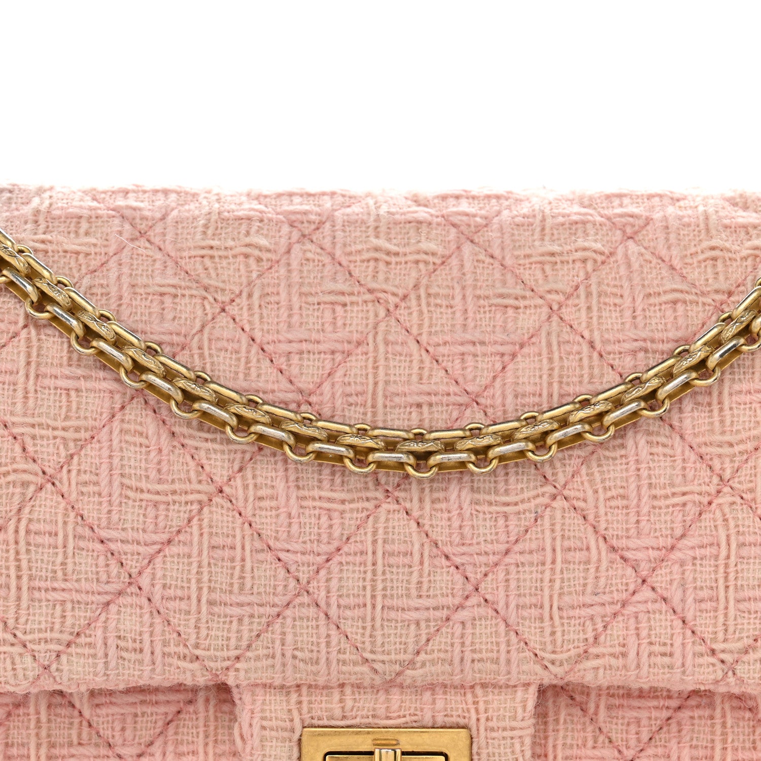 Chanel Wool Tweed Quilted 2.55 Reissue 225 Flap Light Pink 9 of 14