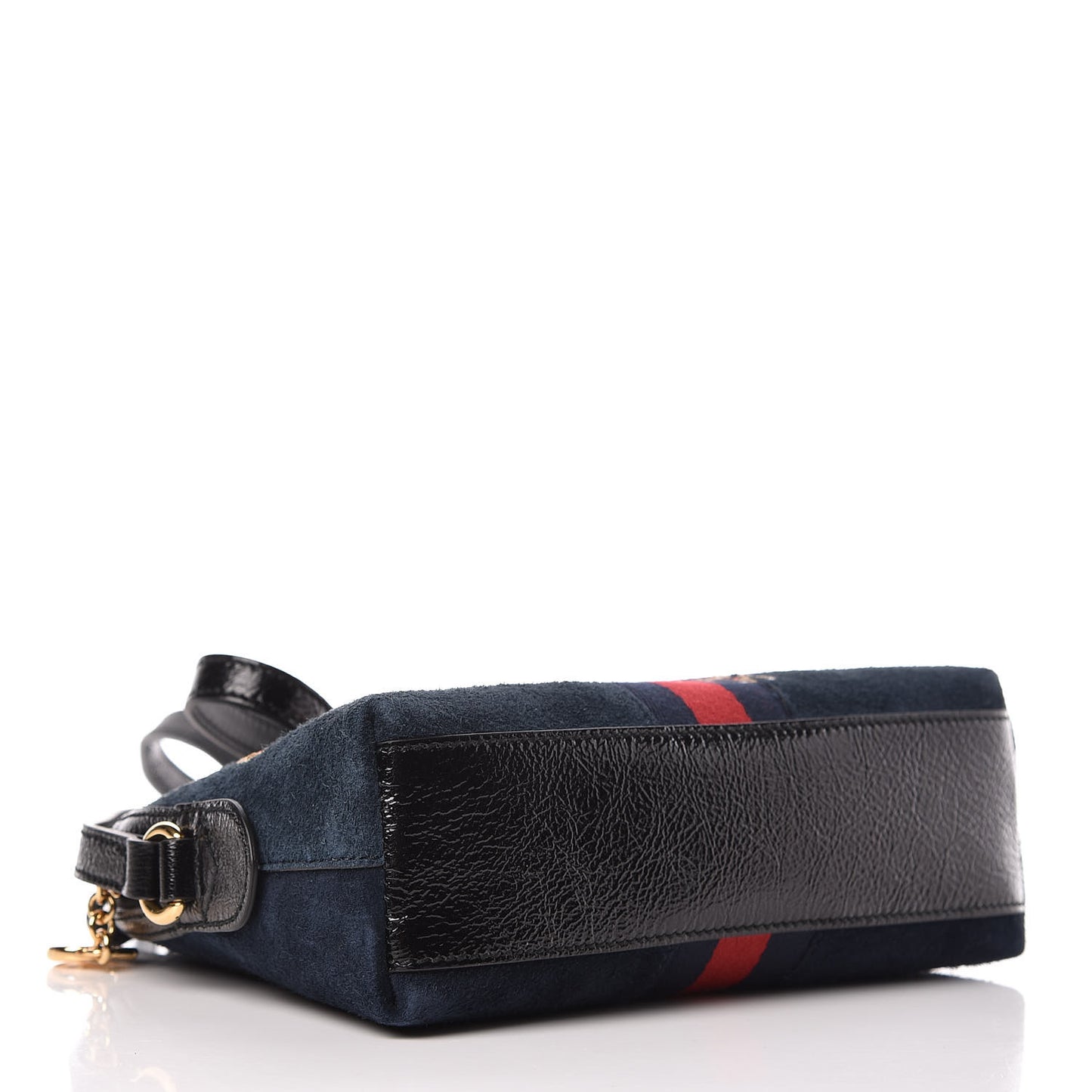 Suede Patent Dragon Embroidered Small Ophidia Dome Shoulder Bag Blue Multicolor Black