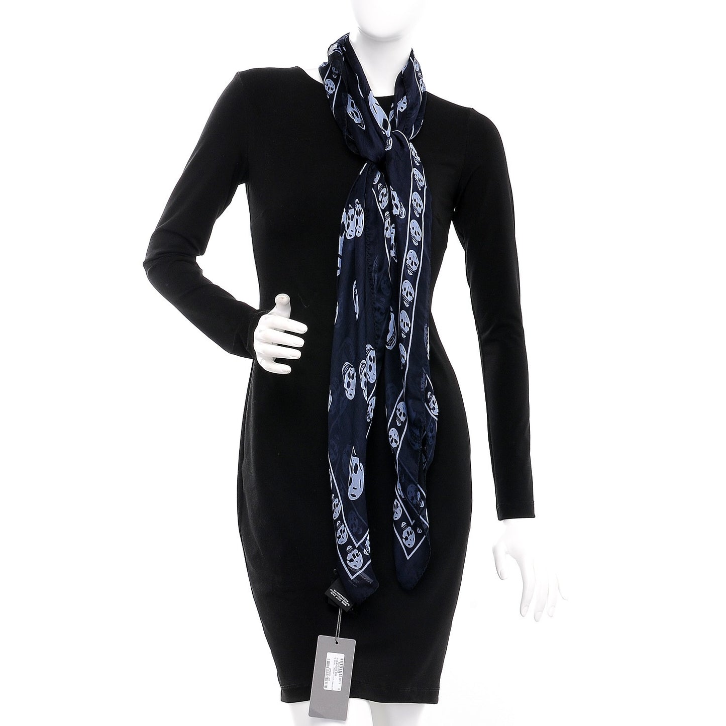 Silk Chiffon Skull Scarf Blue