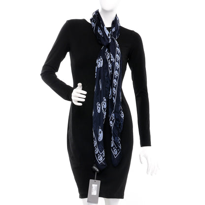 Alexander McQueen Silk Chiffon Skull Scarf Blue 2 of 4
