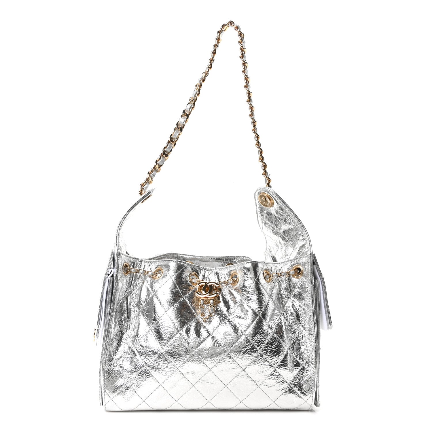 Chanel Metallic Aged Calfskin Quilted Small Chanel 25 Handbag Silver 1 of 12