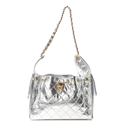 Chanel Metallic Aged Calfskin Quilted Small Chanel 25 Handbag Silver 1 of 12