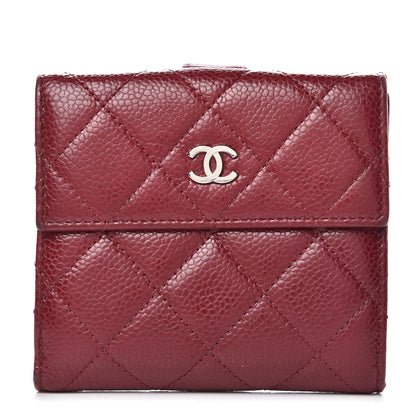 Chanel Caviar Quilted Compact French Flap Wallet Burgundy 1 of 10