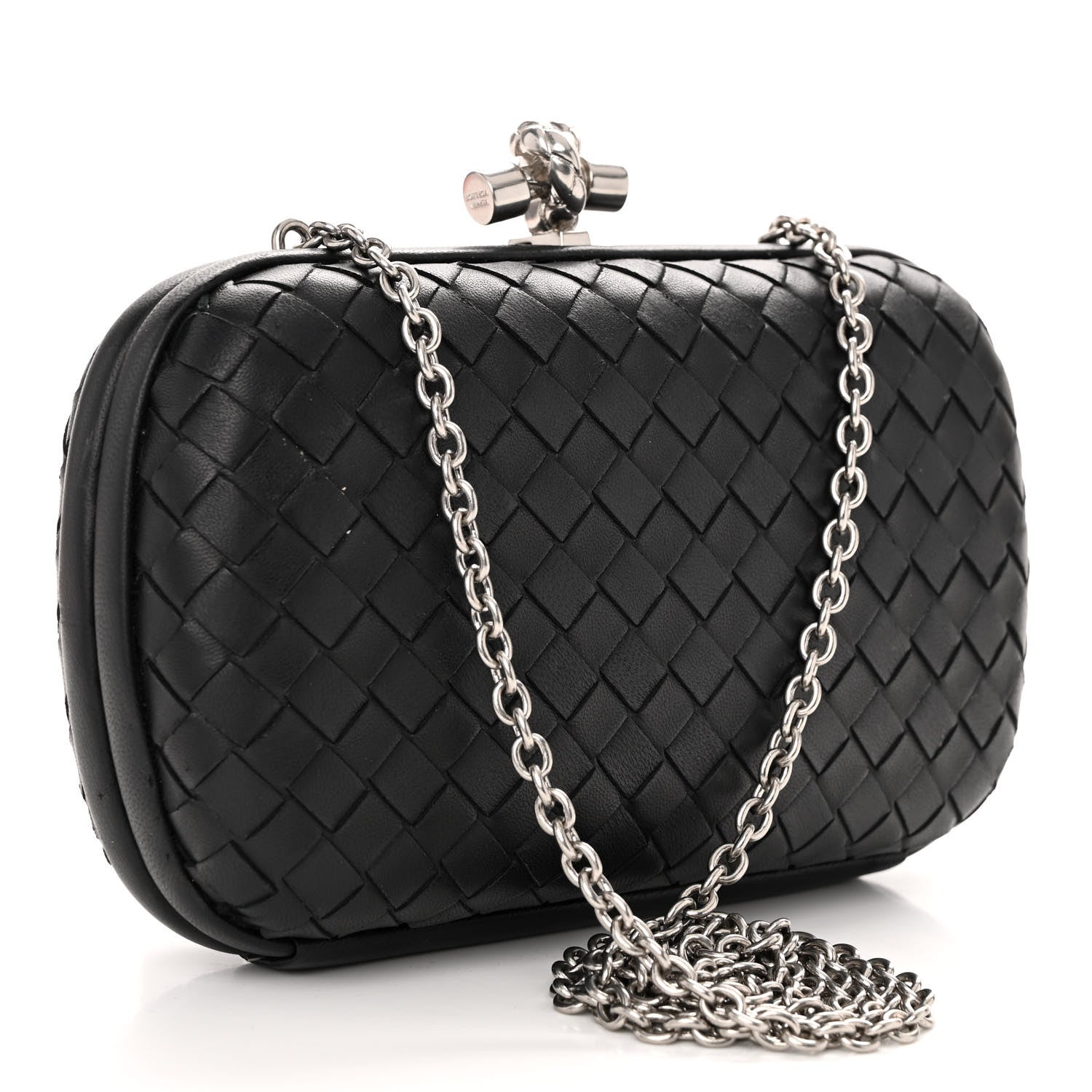 Bottega Veneta Nappa Intrecciato Chain Knot Clutch Black 3 of 9