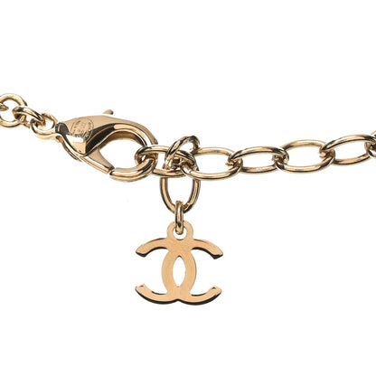 Chanel Metal Crystal Pearl CC Camellia Choker Necklace Gold 4 of 4