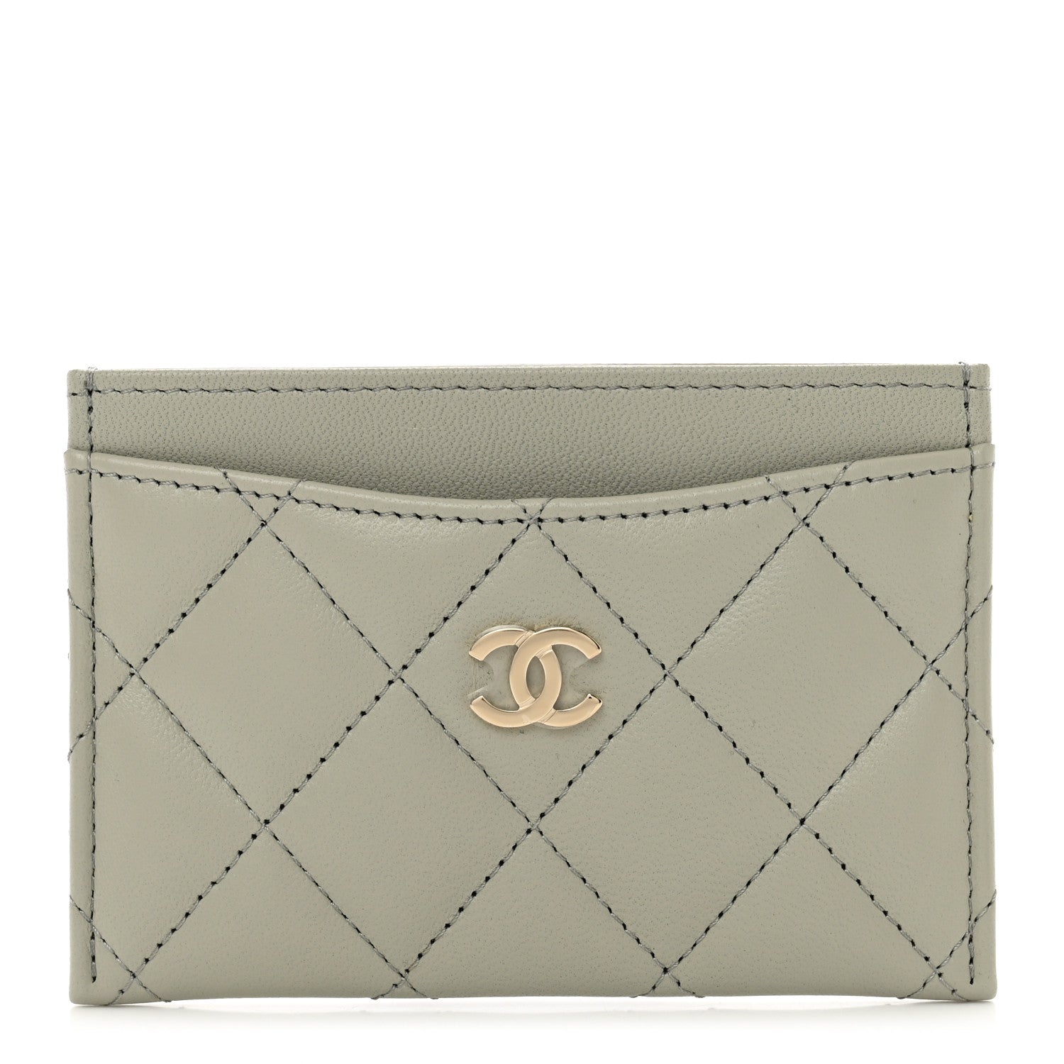 Chanel Lambskin Quilted Card Holder Grey 1 of 9