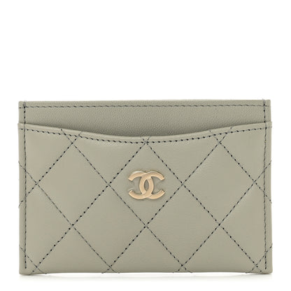 Chanel Lambskin Quilted Card Holder Grey 1 of 9