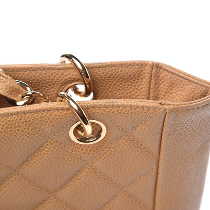 Chanel Caviar Quilted Petit Shopping Tote PST Dark Beige 9 of 14