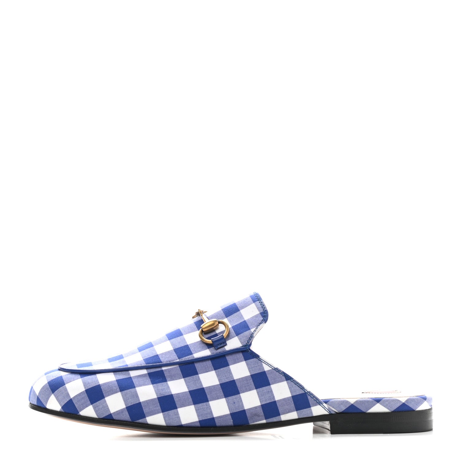 Gucci Cotton Gingham Womens Princetown Slippers 36 White Blue 1 of 8