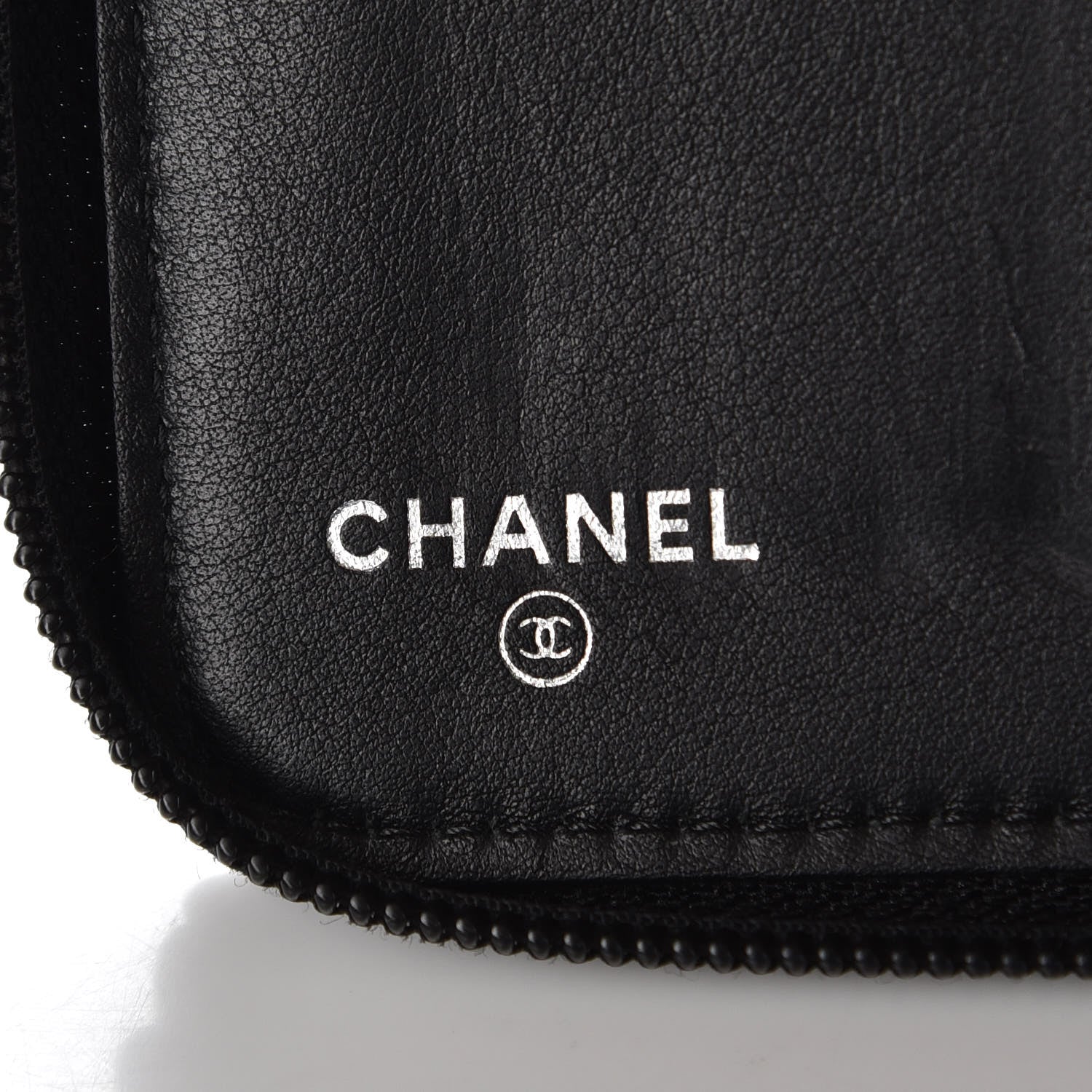Chanel Patent Camellia Embossed Large Zip Around Gusset Wallet Black 6 of 9