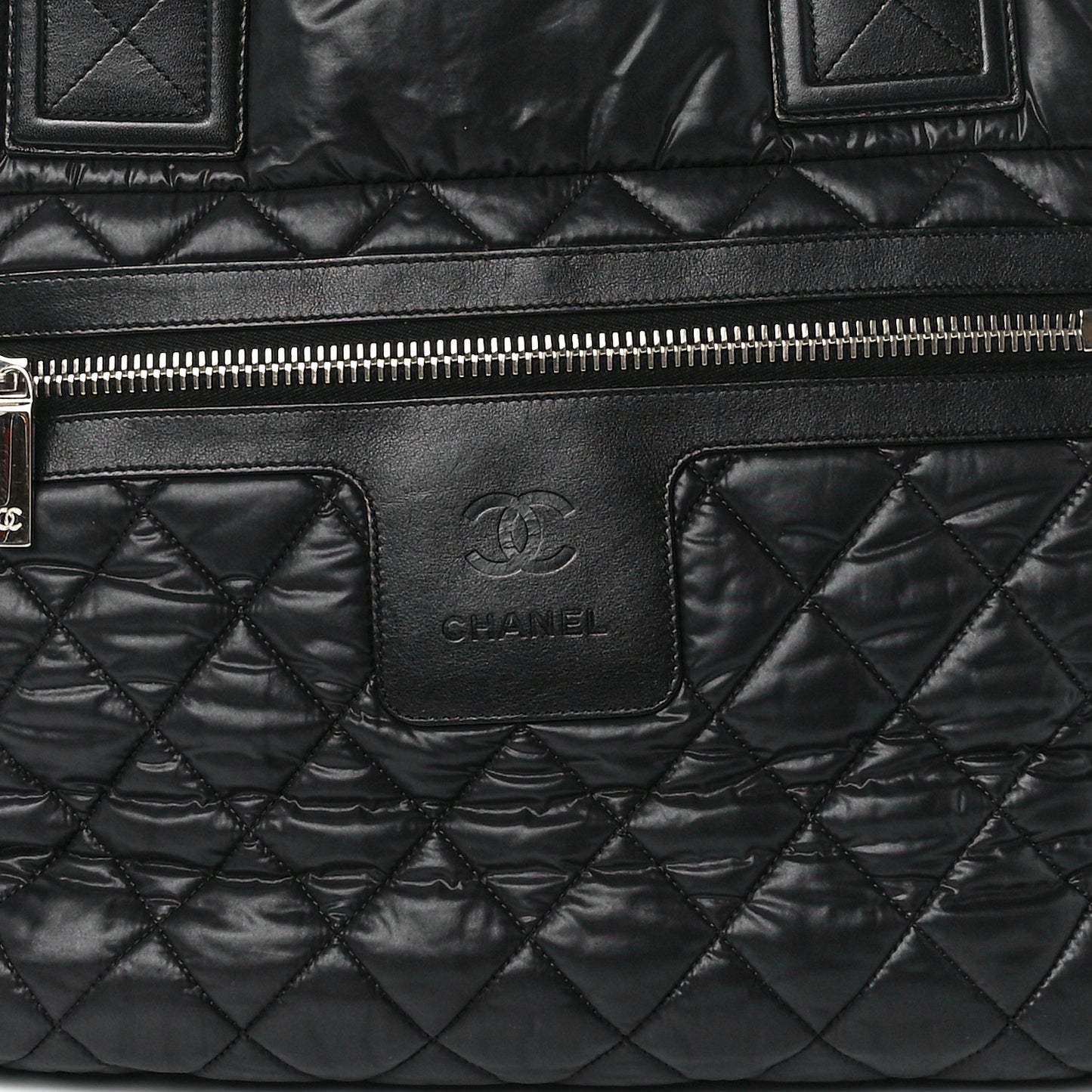 Nylon Quilted Large Coco Cocoon Tote Black