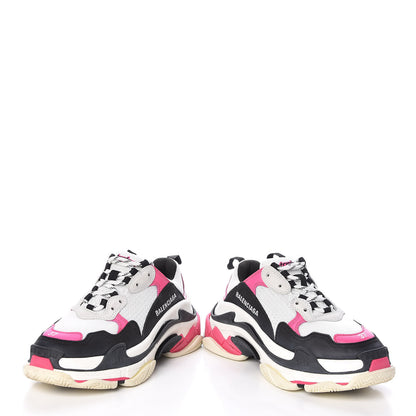 Balenciaga Fabric Mesh Womens Triple S Sneakers 37 Rose Fluo Black White 6 of 12