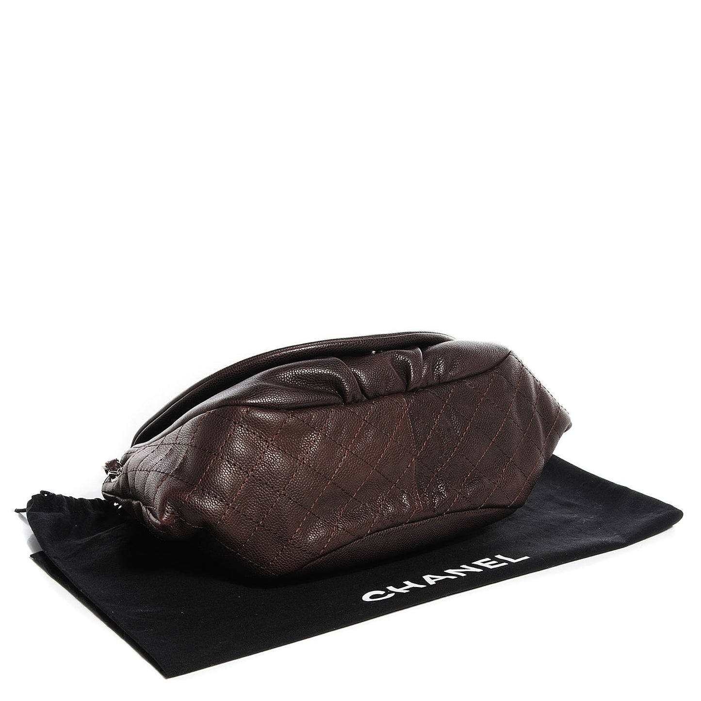 Caviar Half Moon Large Flap Dark Brown