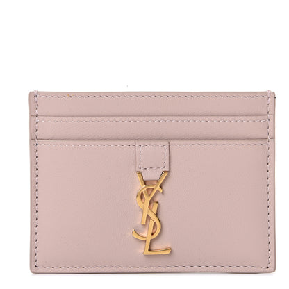 Saint Laurent Calfskin Monogram Credit Card Case Pale Pink 1 of 7