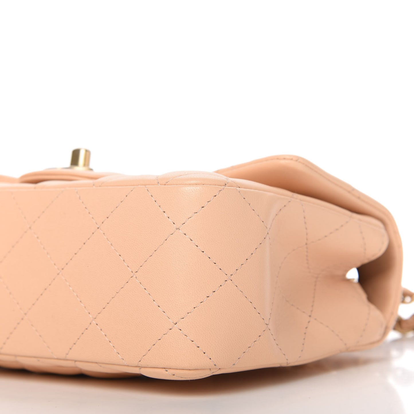 Lambskin Quilted Mini Rectangular Flap Beige