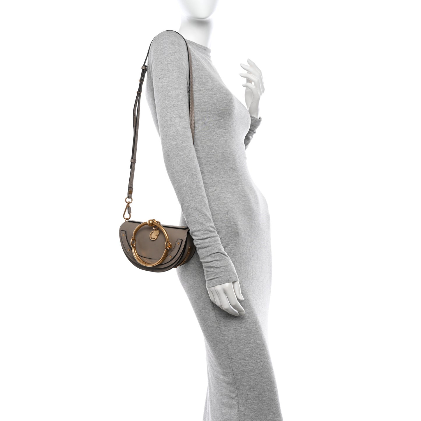 Calfskin Small Nile Bracelet Minaudiere Bag Motty Grey