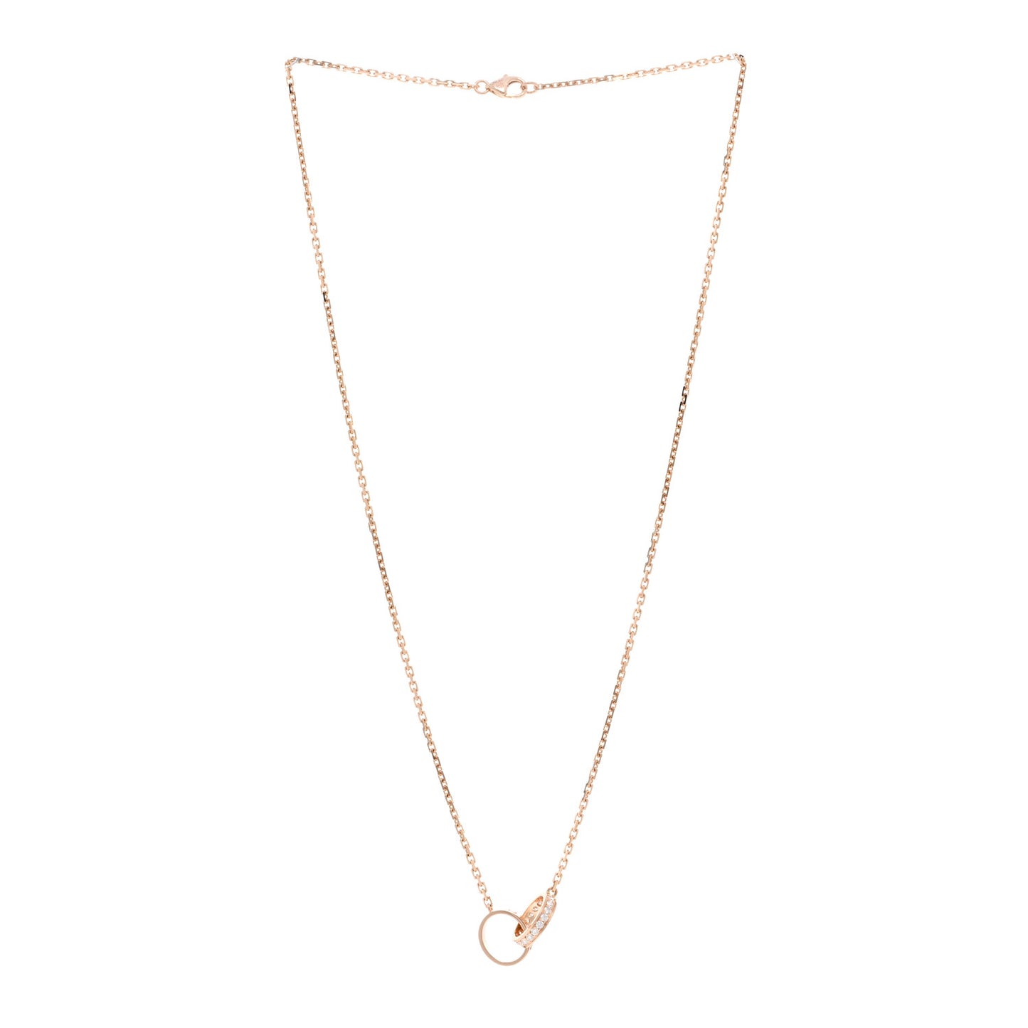 18K Pink Gold Diamond Interlocking LOVE Necklace
