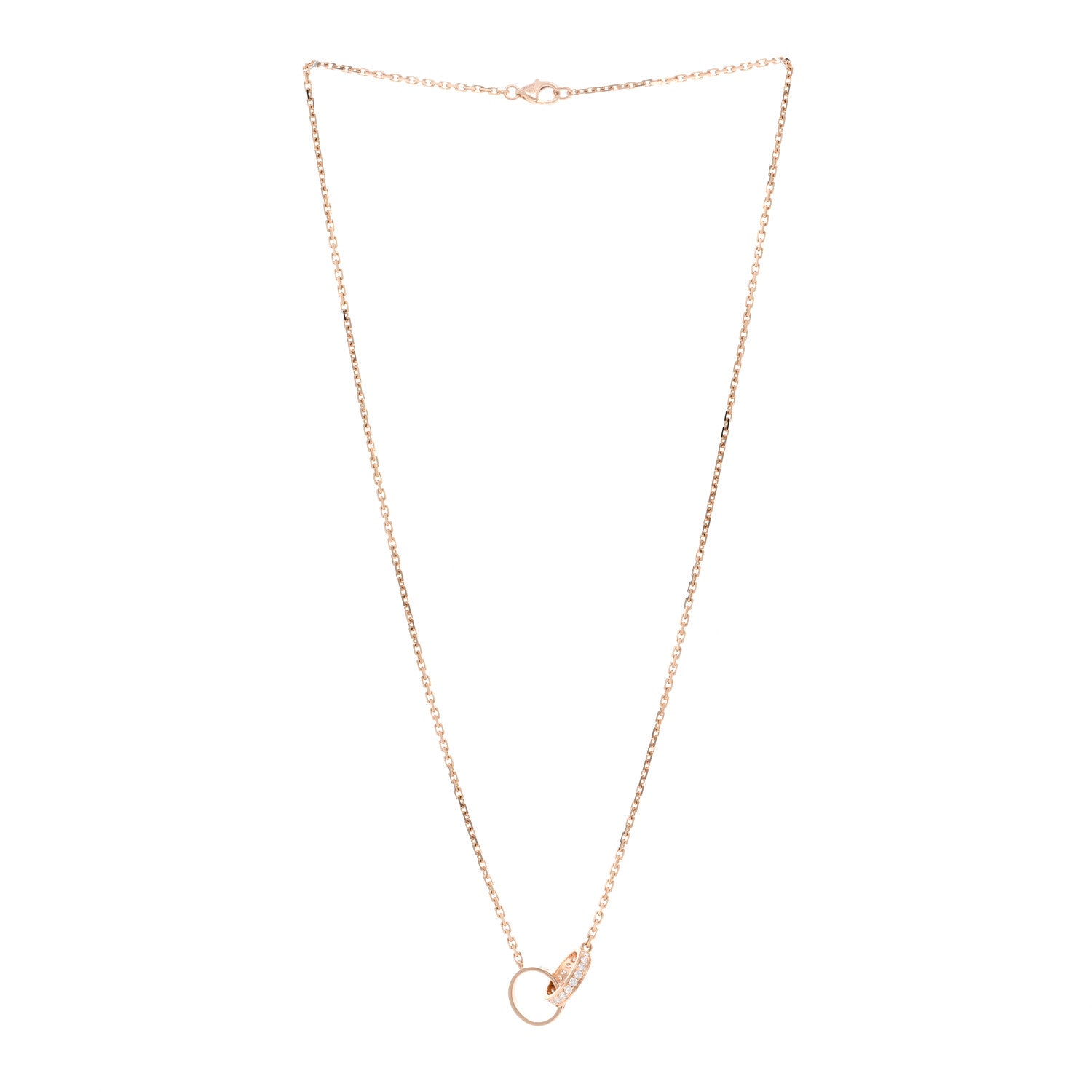 Cartier 18K Pink Gold Diamond Interlocking LOVE Necklace 3 of 4