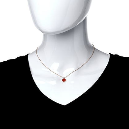 Van Cleef & Arpels 18K Rose Gold Carnelian Sweet Alhambra Pendant Necklace 2 of 8