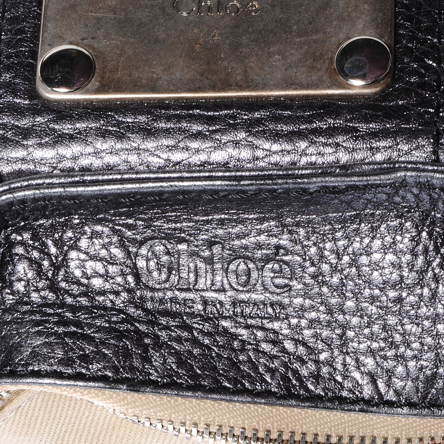 Leather Paddington Metallic Grey