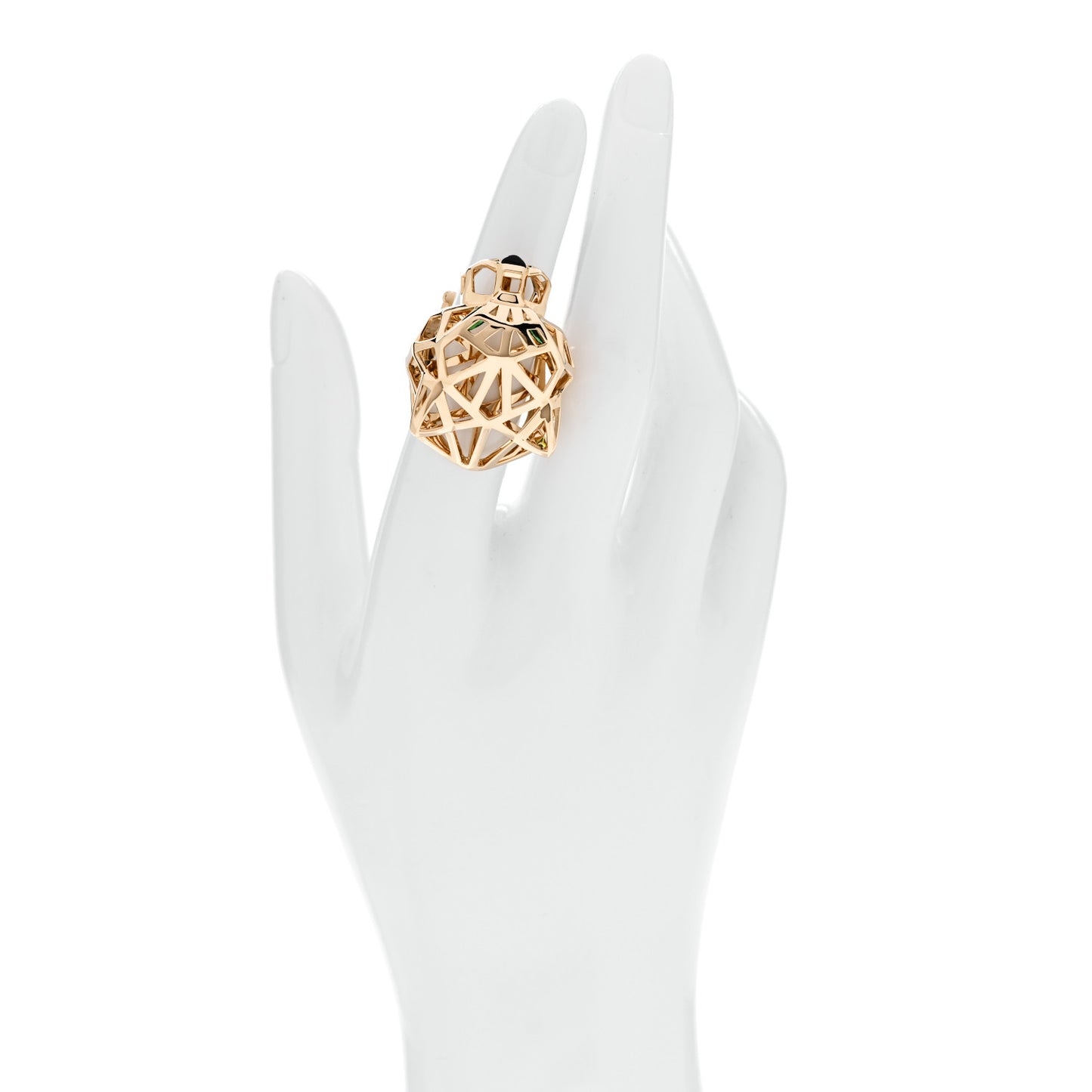 18K Yellow Gold Tsavorite Onyx Panthere De Cartier Ring 51 5.75