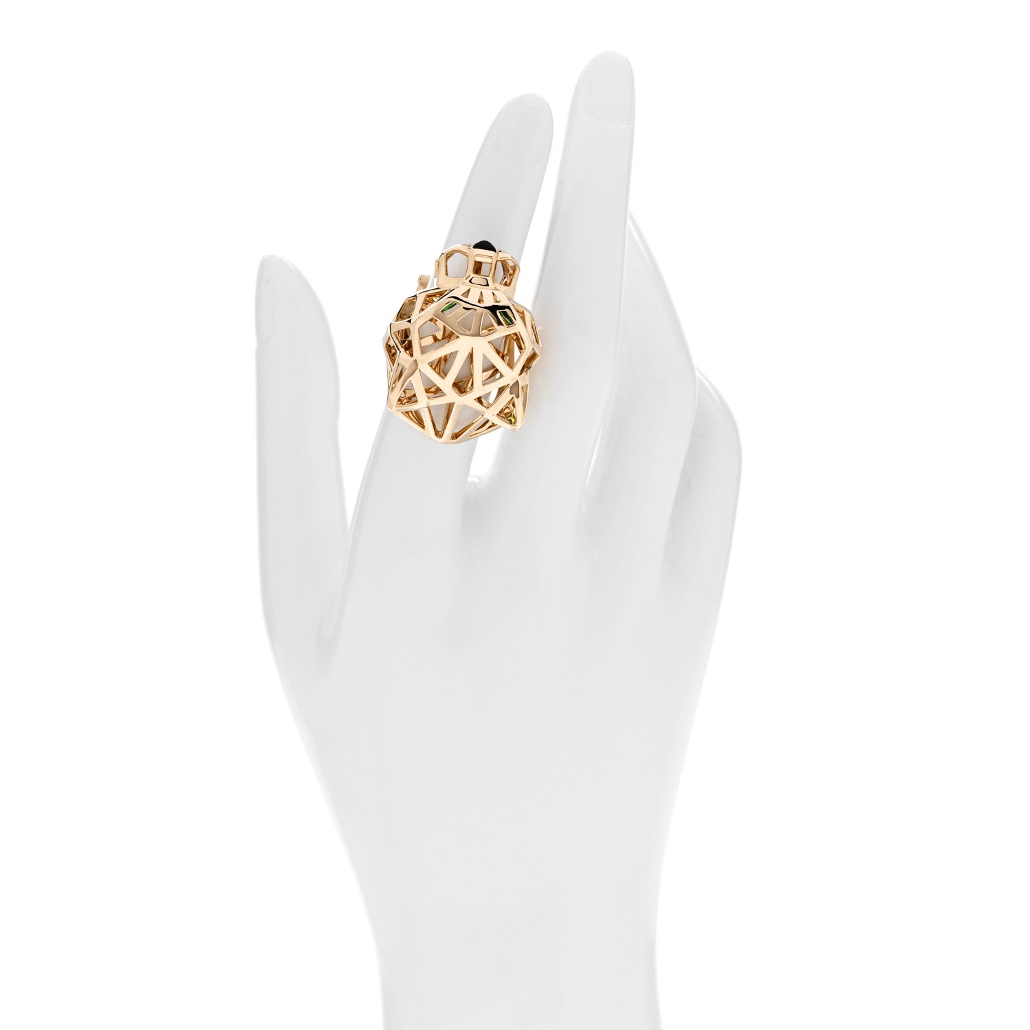Cartier 18K Yellow Gold Tsavorite Onyx Panthere De Cartier Ring 51 5.75 2 of 7