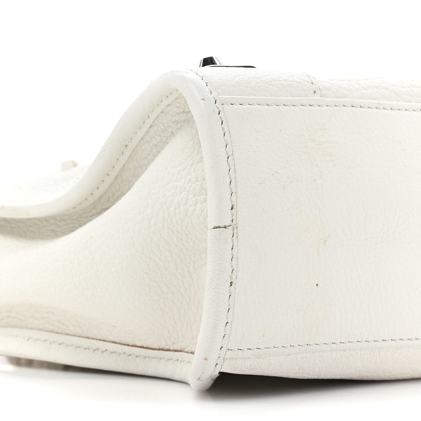 Chevre Silver Metallic Edge Hardware S City White