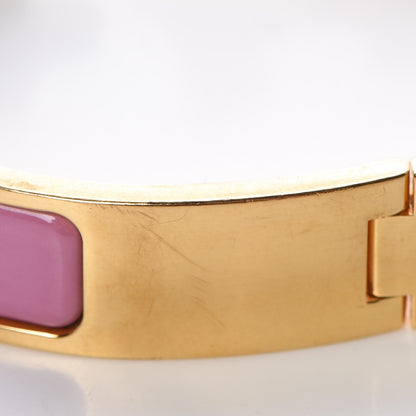 Hermes Enamel Narrow Clic Clac H Bracelet PM Rose Azalee 7 of 9