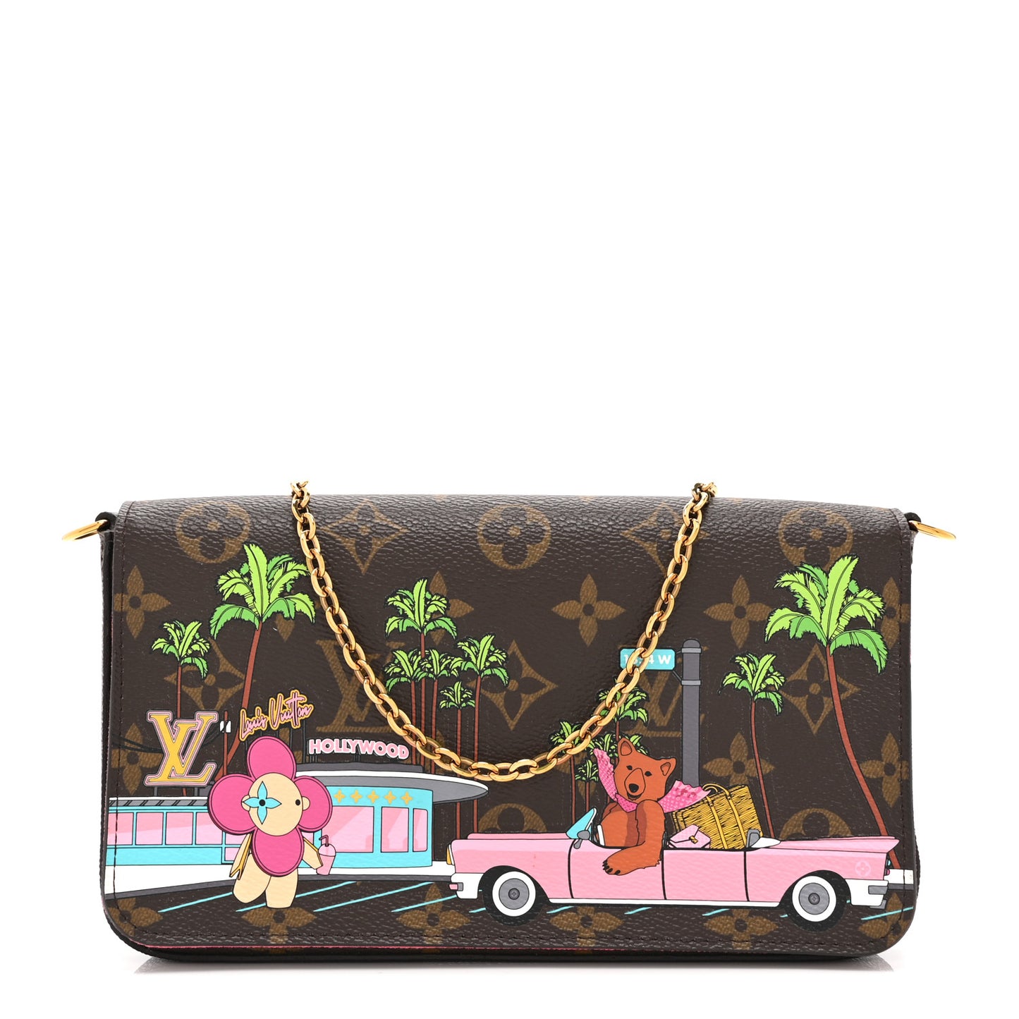 Monogram 2021 Christmas Animation Hollywood Pochette Felicie Chain Wallet Fuchsia
