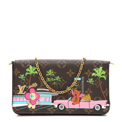 Louis Vuitton Monogram 2021 Christmas Animation Hollywood Pochette Felicie Chain Wallet Fuchsia 1 of 10