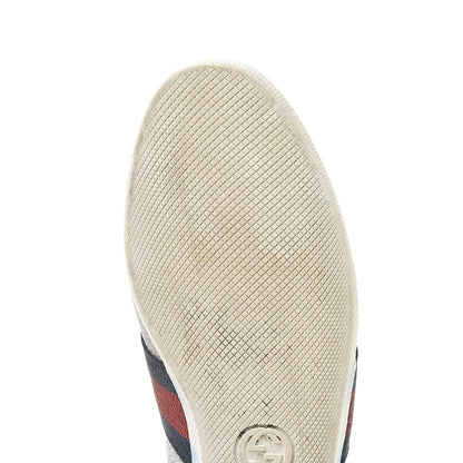 Gucci Glitter Fabric Studded Web Sneakers 38 Silver 10 of 17