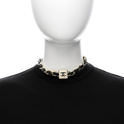 Chanel Metal Lambskin CC Square Choker Gold Black White 2 of 7