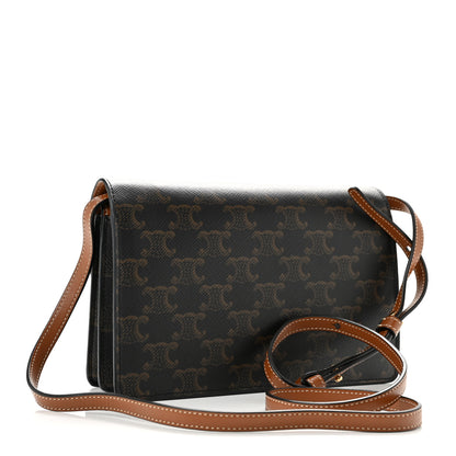 Celine Triomphe Canvas Lambskin Wallet On Strap Tan 2 of 13