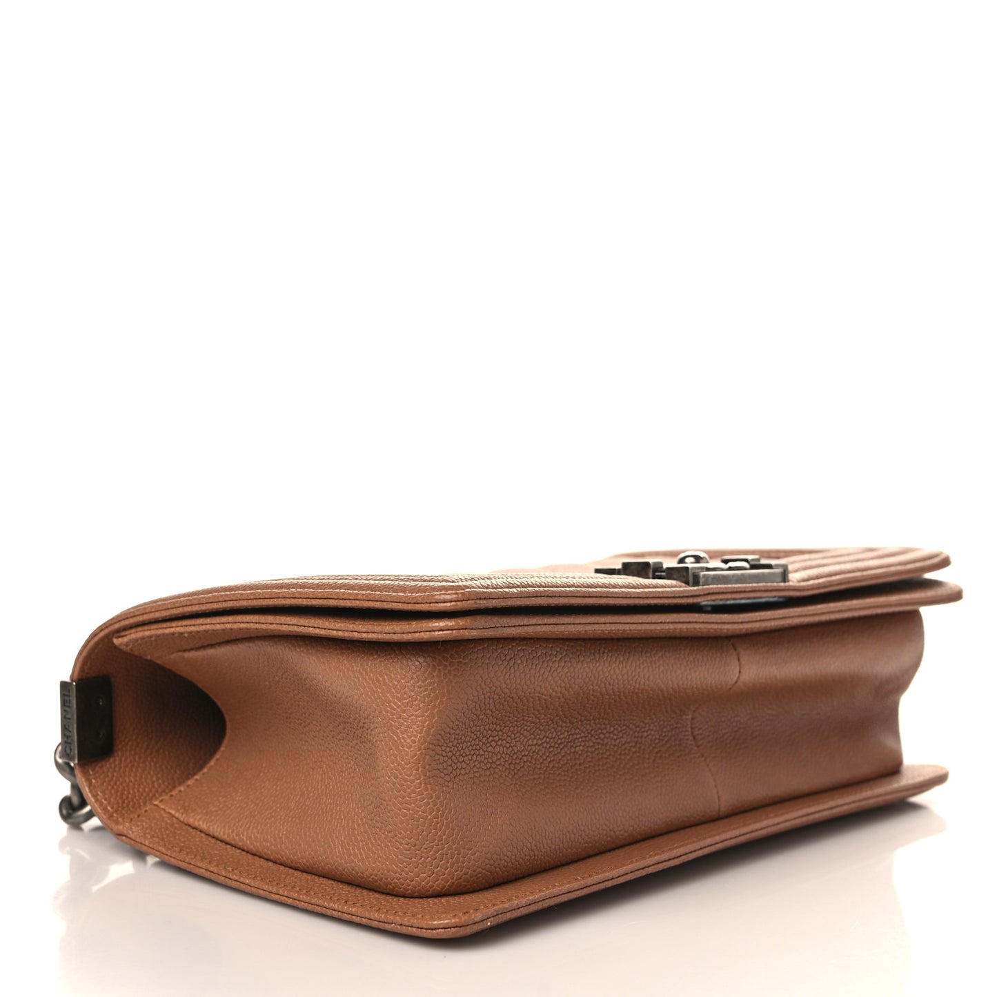 Caviar Quilted Medium Boy Flap Light Brown