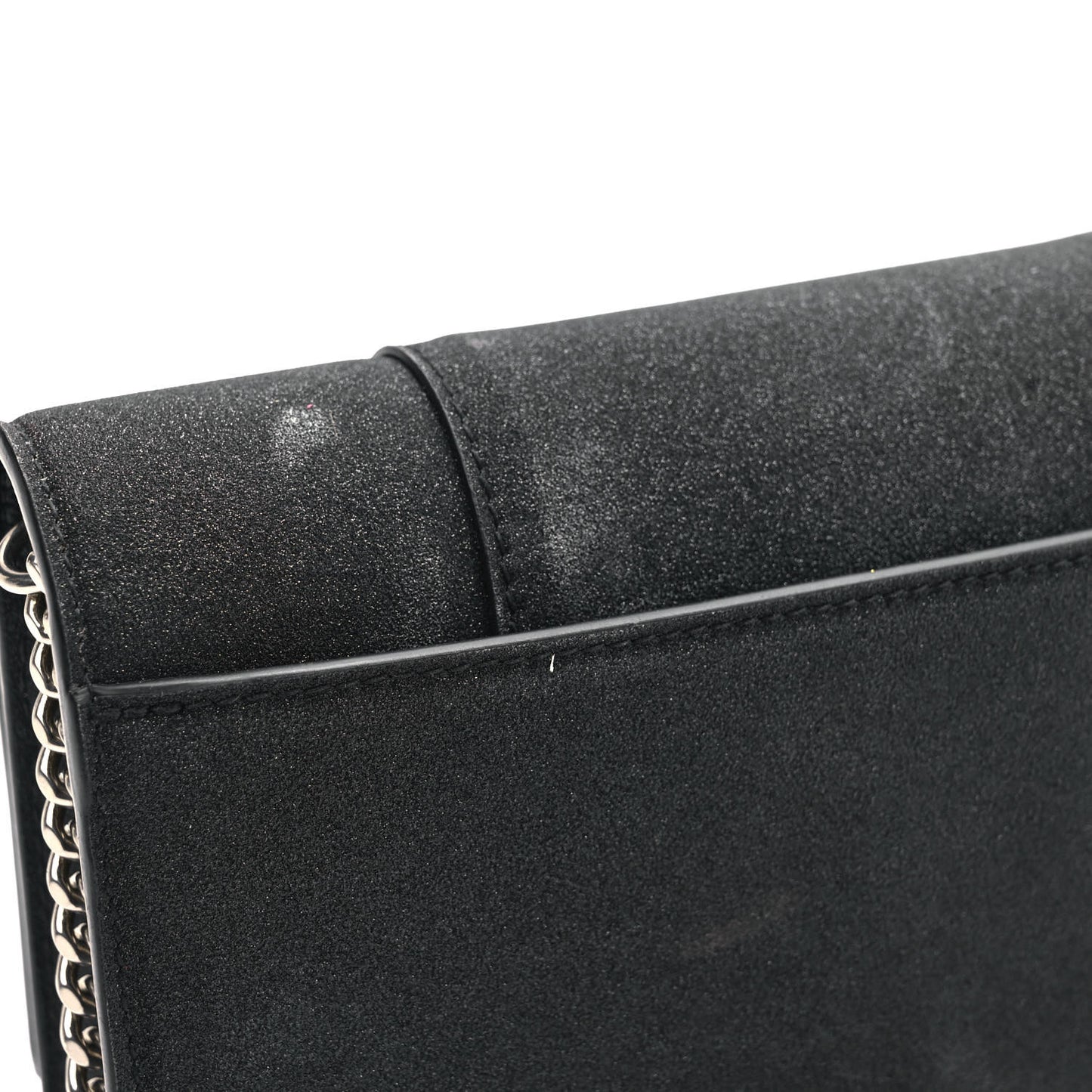 Glitter Fabric Hourglass Chain Bag Black