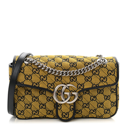 Gucci Monogram Multicolor Matelasse Diagonal Small GG Marmont Shoulder Bag Yellow Blue 1 of 10
