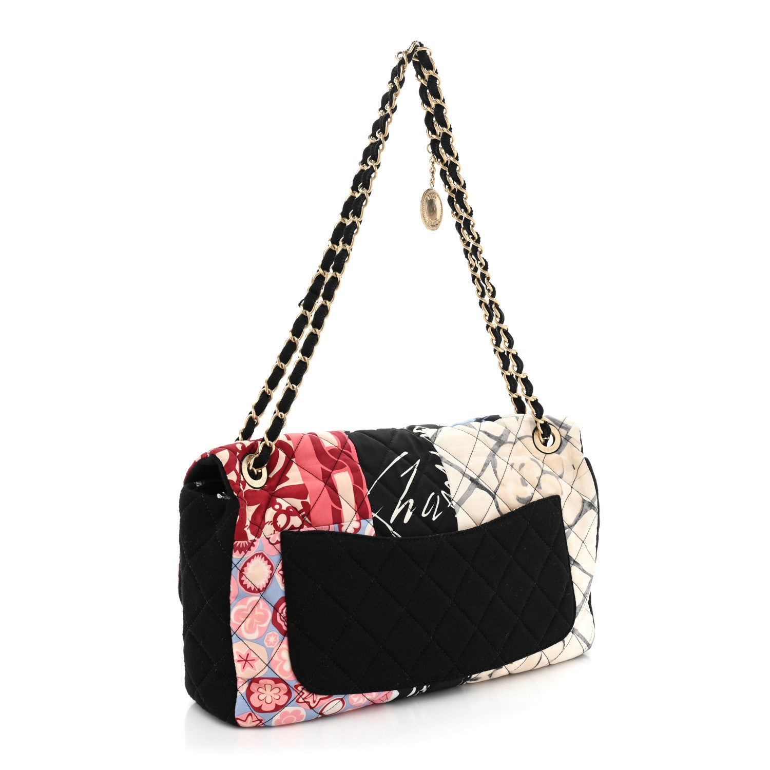 Chanel Fabric Quilted Patchwork Medium Flap Red Black Multicolor 3 of 14
