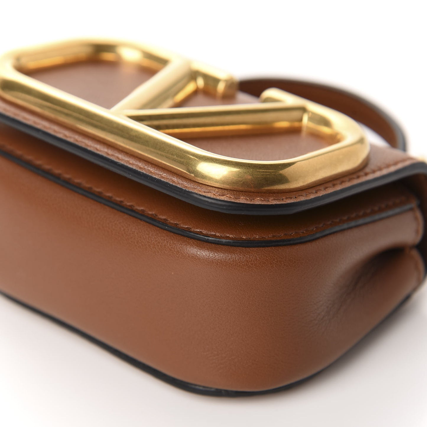 Calfskin Mini Supervee Crossbody Bag Saddle Brown