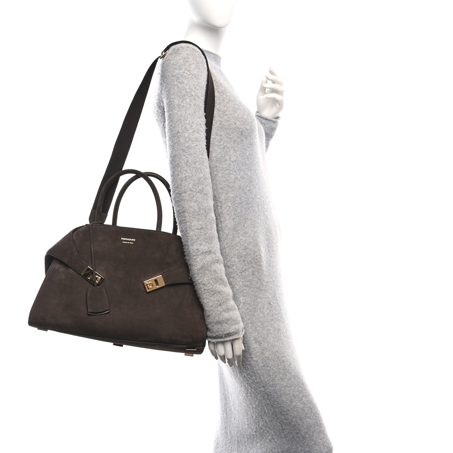 Suede Calfskin Large Hug Bag Testa Di Moro