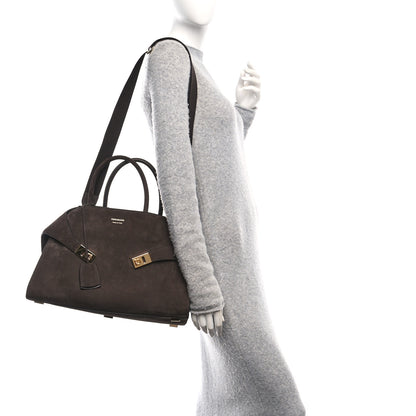 Salvatore Ferragamo Suede Calfskin Large Hug Bag Testa Di Moro 2 of 10