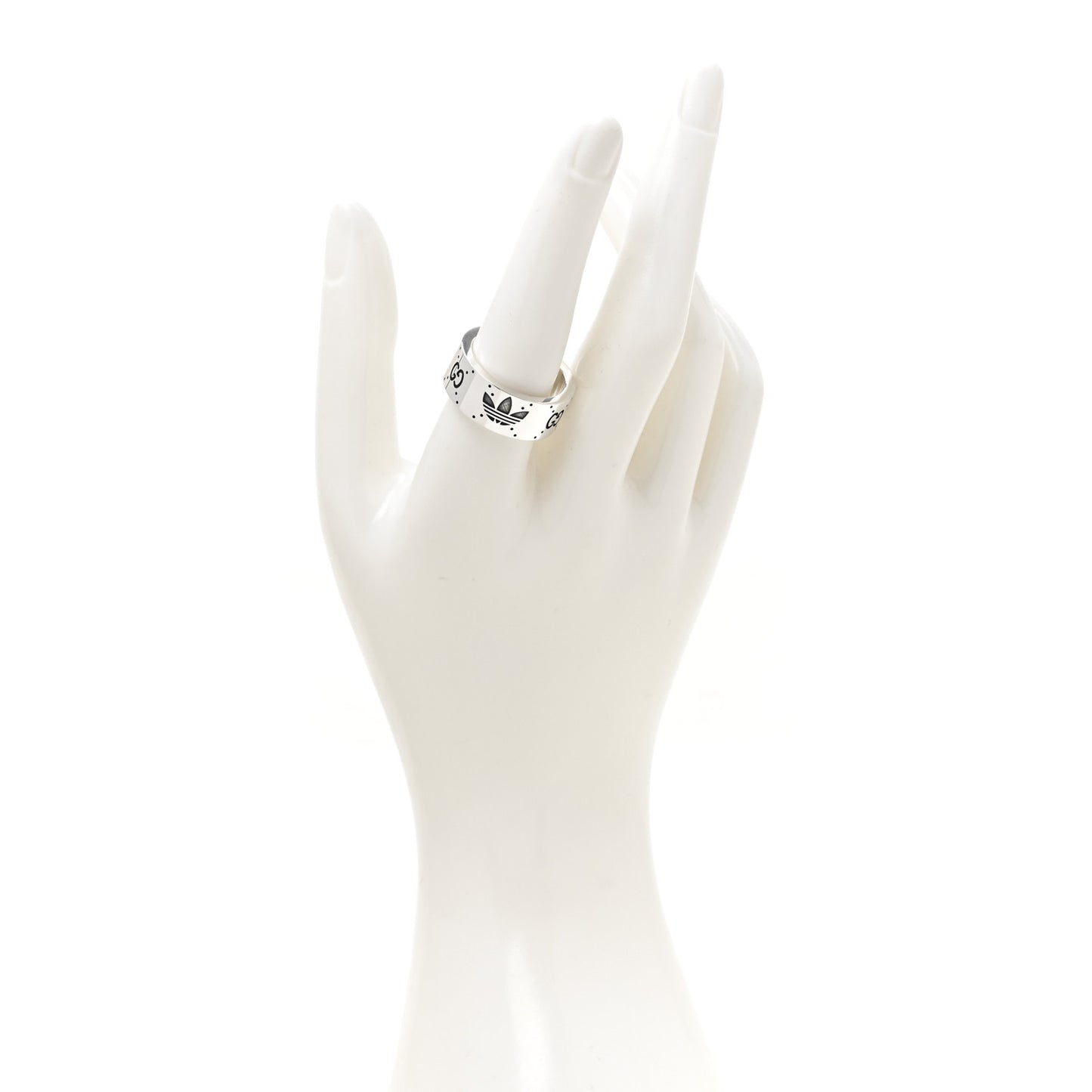 X ADIDAS Sterling Silver Trefoil GG Monogram Band Ring 53 6.5