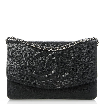 Chanel Caviar Timeless CC Wallet On Chain WOC Black 1 of 9