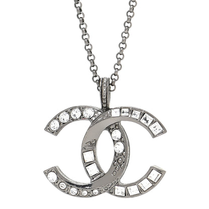 Chanel Baguette Crystal Large CC Necklace Silver 4 of 5