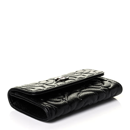 Chanel Caviar Camellia Embossed Card Holder Wallet Black 6 of 8