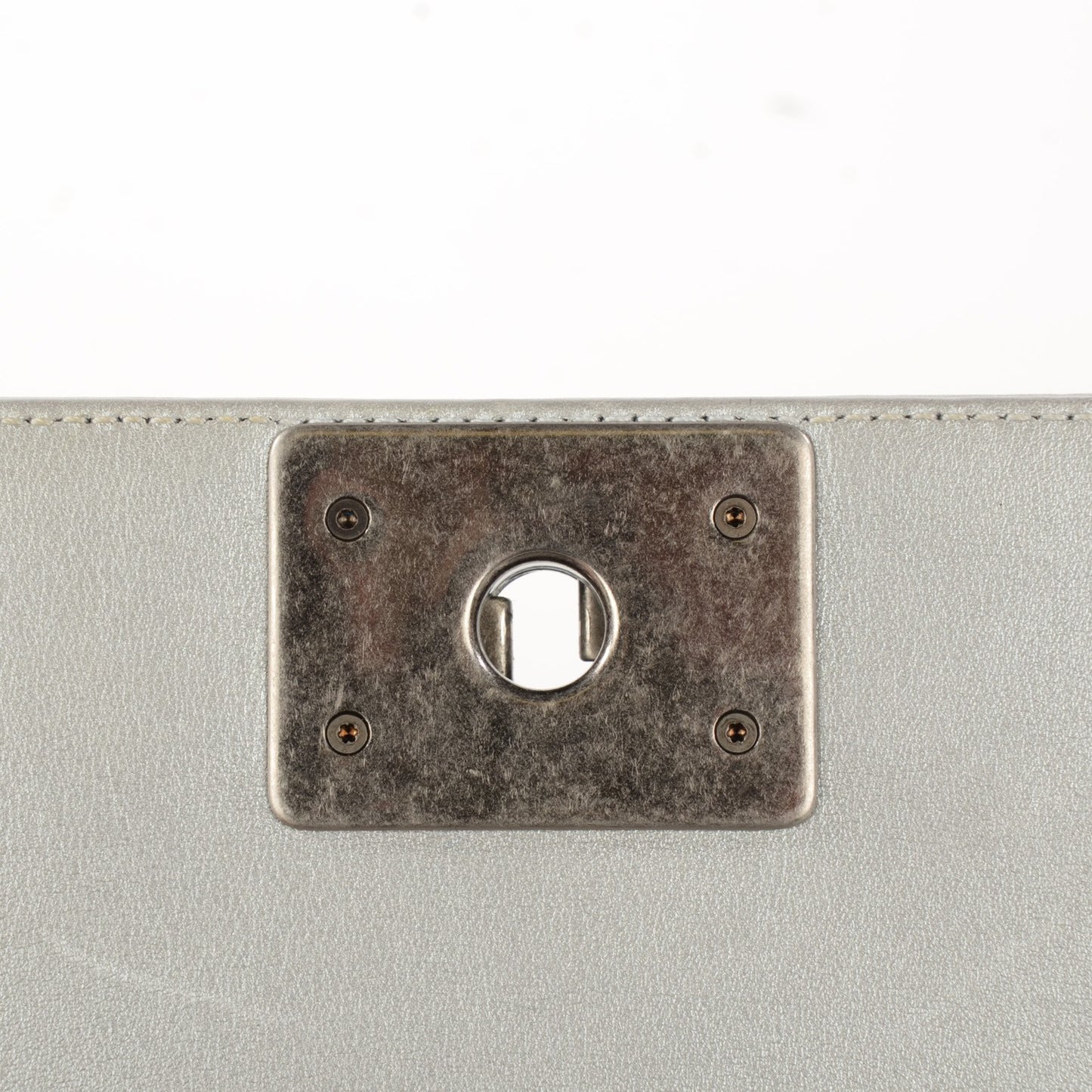 Calfskin Quilted Small Boy Flap Silver