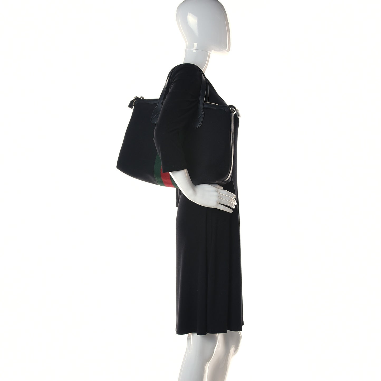 Nylon Web Top Handle Shoulder Bag Black