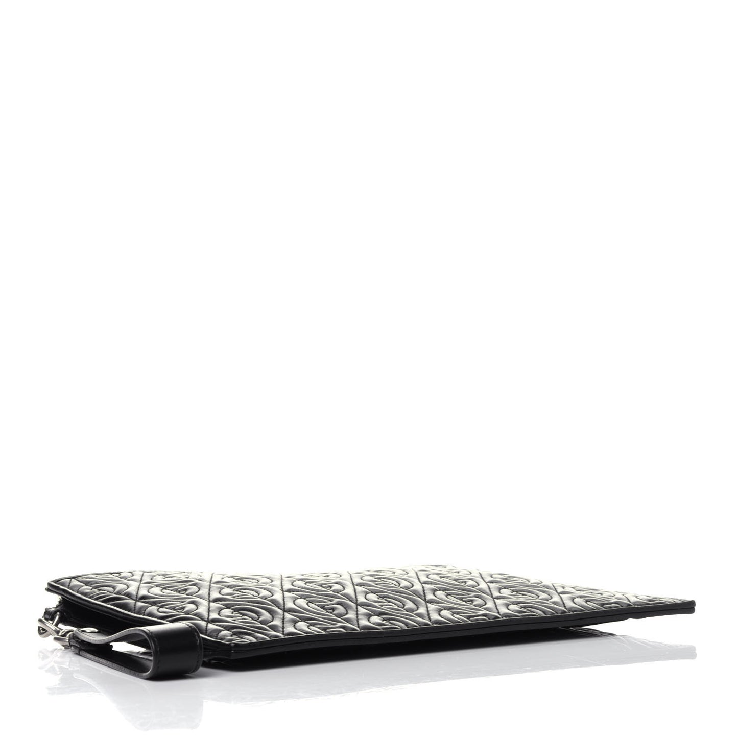 Calfskin G Rhombus Quilted Documents Holder Black