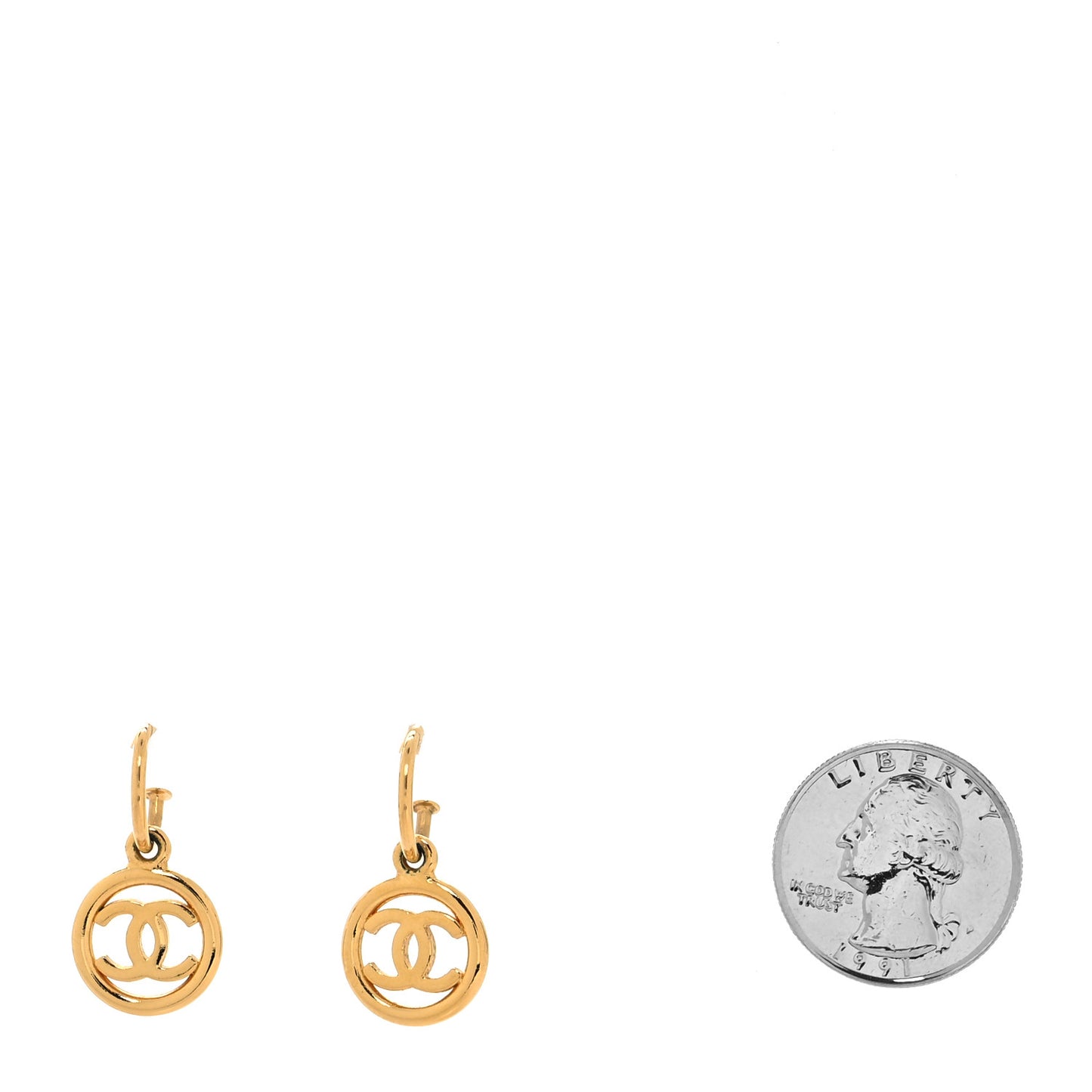 Metal Drop CC Earrings Gold